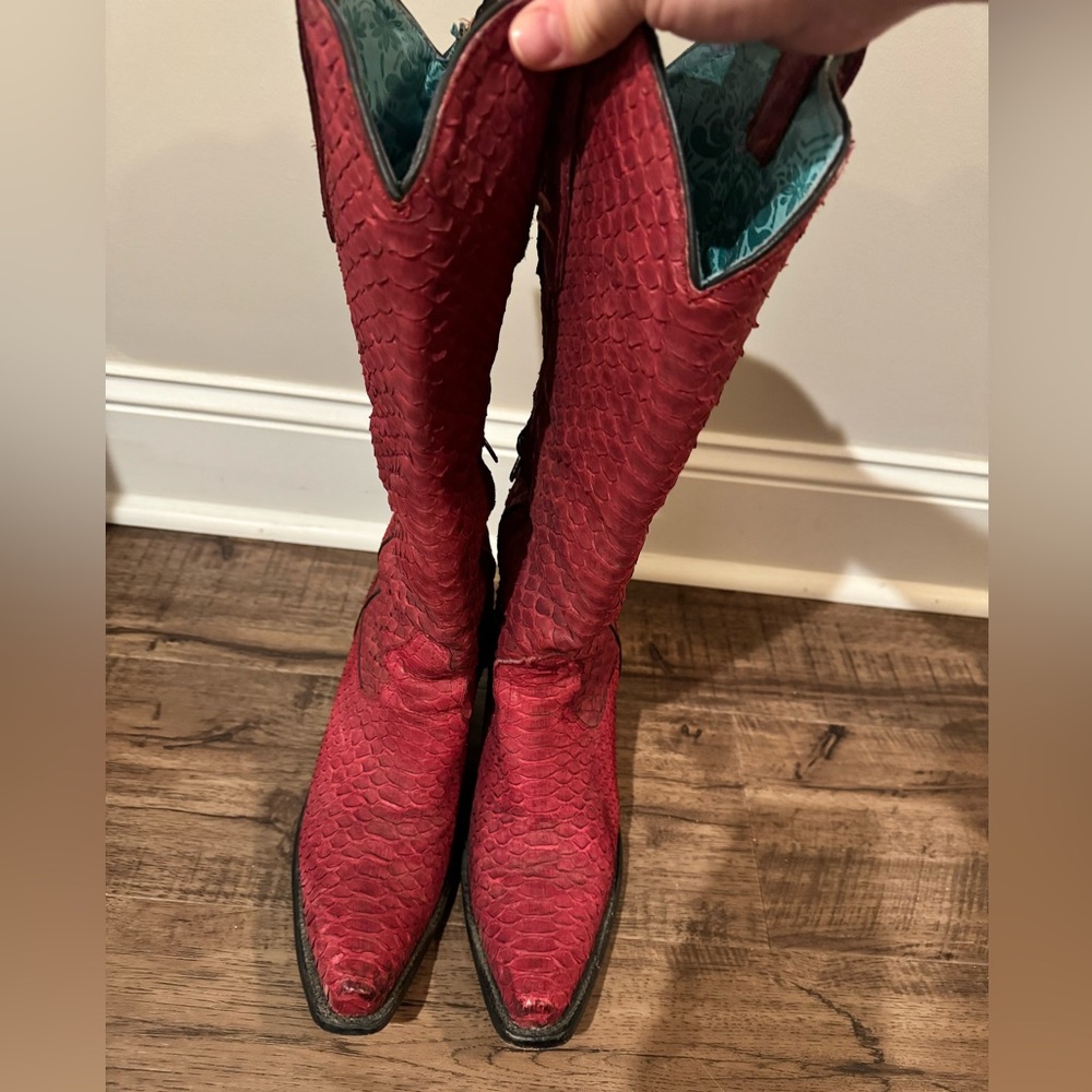 Corral Python Red Heeled Boots - image 3